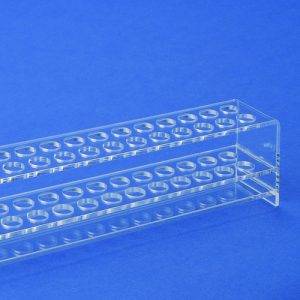 Reagenzglas-Gestell aus PMMA - für Reagenzgläser Ø 18 mm 